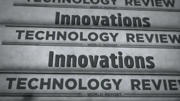 Inovace Tvůrčí Vědy Vývoj Technologií Vintage Novinky Tisk Novin Abstraktní — Stock video