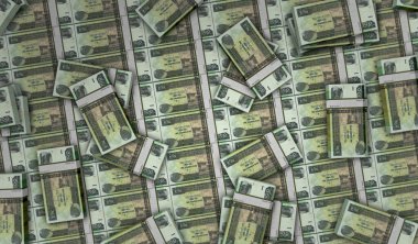 Etiyopya Birr 'ün 3D resimli baskısı. 100 ETB banknot baskısı. Maliye, nakit, ekonomi krizi, iş başarısı, durgunluk, banka, vergi ve Etiyopya 'da borç kavramı.