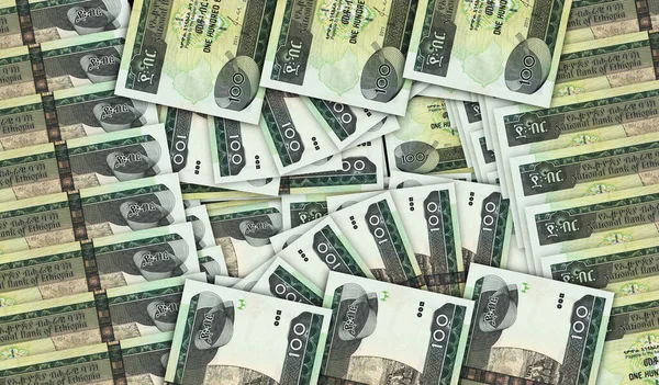 Деньги Эйяфьяна Бирра Печатающие Трехмерную Иллюстрацию 100 Банкнот Etb Концепция — стоковое фото