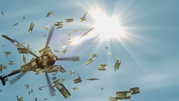 Ethiopië Birr Bankbiljetten Helikopter Geld Laten Vallen Ethiopische Etb 100 — Stockvideo