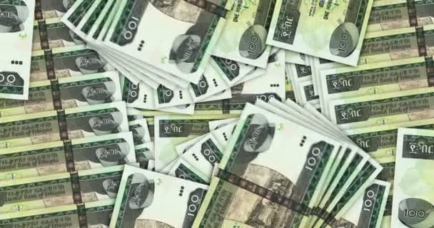 Ethiopia Birr Bankbiljetten Een Cashfan Mozaïek Patroonloop Ethiopische Etb 100 — Stockvideo