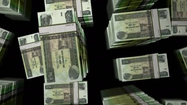 Etiyopya Parası Etiyopya Birr Para Paketi Döngüsü Etb Banknotları Üzerinden — Stok video