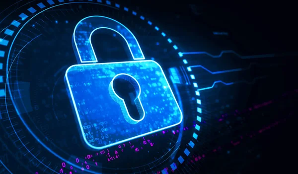 Kiberbiztonság Digitális Számítógépes Védelem Lakat Szimbólum Digitális Koncepcióval Hálózati Kibertechnológia — Stock Fotó