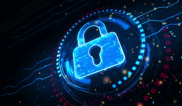 Cyber Ασφάλεια Και Ψηφιακή Προστασία Του Υπολογιστή Padlock Ψηφιακή Έννοια — Φωτογραφία Αρχείου