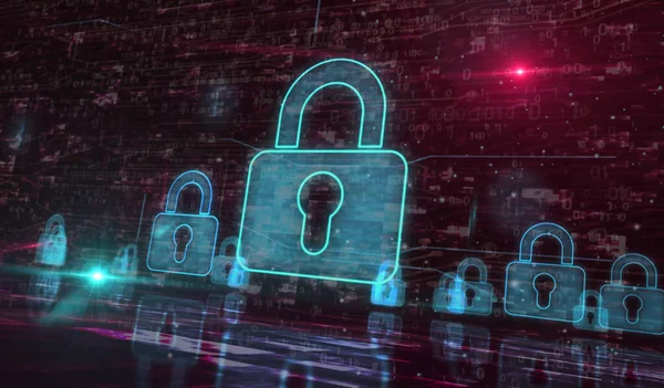 Cybersécurité Protection Informatique Numérique Avec Symbole Cadenas Concept Numérique Réseau — Photo