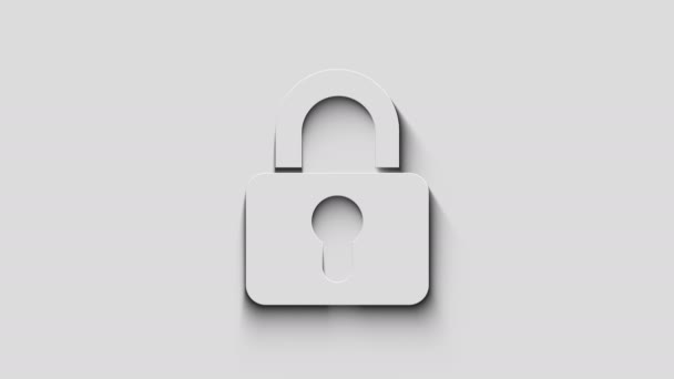 Kybernetická Bezpečnost Digitální Počítačová Ochrana Symbolem Zámku Přirozeným Stínem Ikona — Stock video