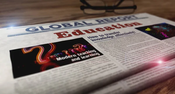 Educación Escuela Conocimiento Enseñar Aprender Diario Periódico Mesa Titulares Noticias — Foto de Stock