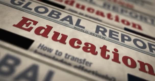 Educação Conhecimento Escola Ensinar Aprender Impressão Diária Jornais Notícias Abstrato — Vídeo de Stock