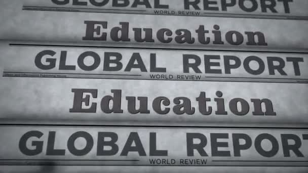 Education Knowledge School Teach Learn Vintage News Newspaper Printing Abstract — Stock Video