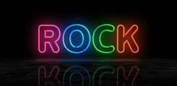Rock Neon Symbool Entertainment Muziek Evenement Licht Van Kleur Bollen — Stockfoto