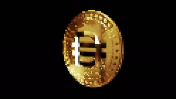 Dai Eth Stablecoin Kryptowährung Goldmünze Retro Pixel Mosaik 80Er Jahre — Stockvideo