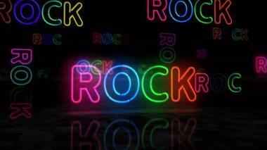 Kaya neon parlayan sembol. Renkli ampuller. Entertainment müzik etkinliği soyut kavram 3D animasyon.