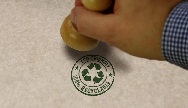 Umweltfreundliches Recycling Stempel Und Stempel Hand Umweltökologie Und Nachhaltiges Geschäftskonzept — Stockfoto