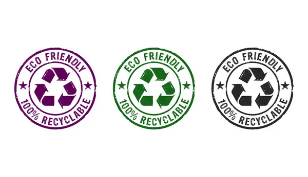 Miljövänlig Återvinning Stämpel Ikoner Några Färgversioner Miljöekologi Och Hållbart Affärskoncept — Stockfoto