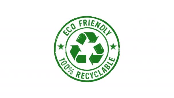 Timbre Recyclage Écologique Estampage Main Impact Animation Isolée Environnement Écologie — Video