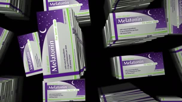 Melatonine Tabletten Doos Productie Medische Slapeloosheid Hulp Slapeloosheid Remedie Pillen — Stockvideo