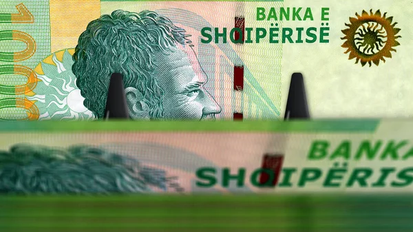 Albánie Peníze Albánský Lek Peníze Balíček Ilustrace 1000 Balíčků Bankovek — Stock fotografie