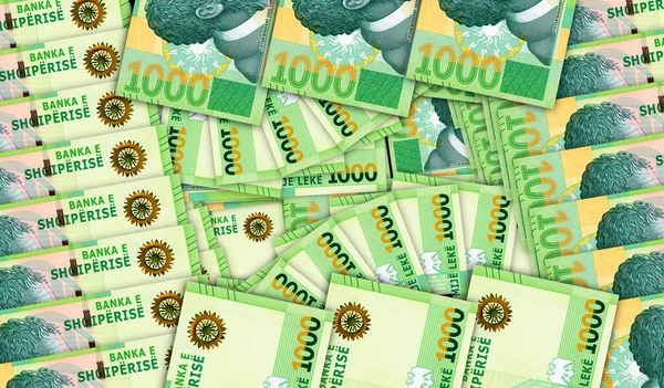 Albania Lek Banknotes Cash Fan Mosaic Pattern Albanian All 1000 — Stock Photo, Image