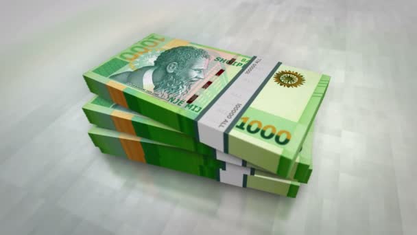 アルバニアのお金アルバニアのLekのお金の山パック ビジネス 金融の概念的背景 1000枚の紙幣が3Dアニメーションを積み重ねる — ストック動画