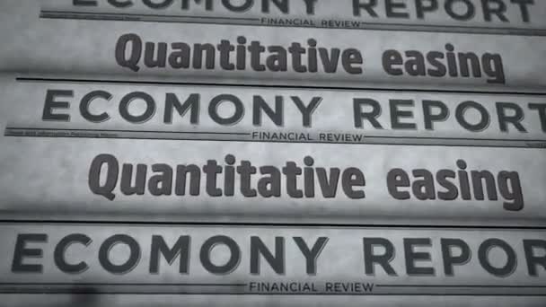 Facilitación Cuantitativa Crisis Inflación Política Monetaria Noticias Vintage Impresión Periódicos — Vídeos de Stock
