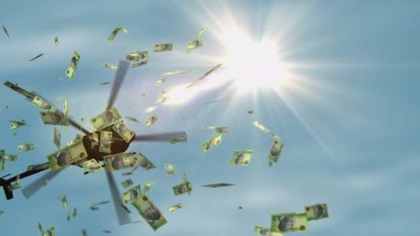 Albanien Lek Banknoten Hubschrauber Geld Fallen Albanisch Alle 1000 Banknoten — Stockvideo