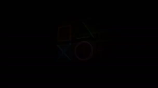 Joystick Ikoner Neon Tegelvägg Esport Videospel Controller Symbol Ljus Färg — Stockvideo