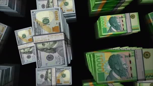Αμερικανικό Δολάριο Και Αιθιοπία Birr Ανταλλαγή Χρημάτων Πακέτο Χαρτονομισμάτων Έννοια — Αρχείο Βίντεο