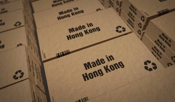Виробляється Гонконзі Виробництво Доставка Фабрика Продукції Імпорт Експорт Абстрактна Концепція — стокове фото