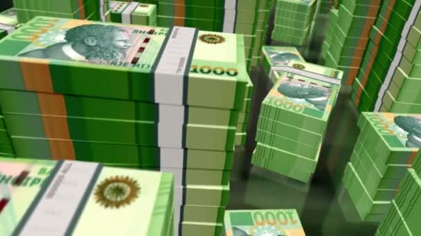 Albânia Dinheiro Albanês Lek Dinheiro Notas Pacotes Loop Voo Sobre — Vídeo de Stock