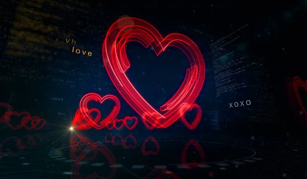 Herz Liebe Gesundheit Tech Code Und Cyber Dating Symbol Digitales — Stockfoto