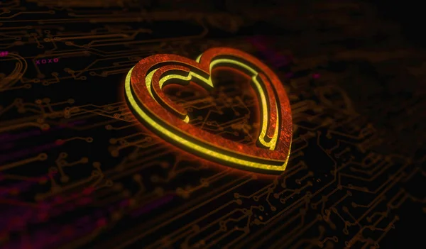 Corazón Amor Salud Código Tecnología Cibernética Citas Símbolo Concepto Digital — Foto de Stock