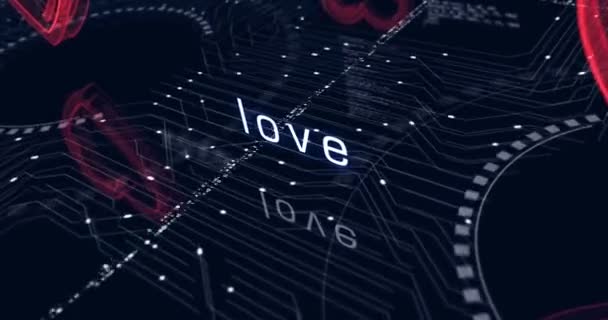 Серце Любить Здоров Ефірний Технічний Код Символ Кіберзнайомства Абстрактна Кібер — стокове відео