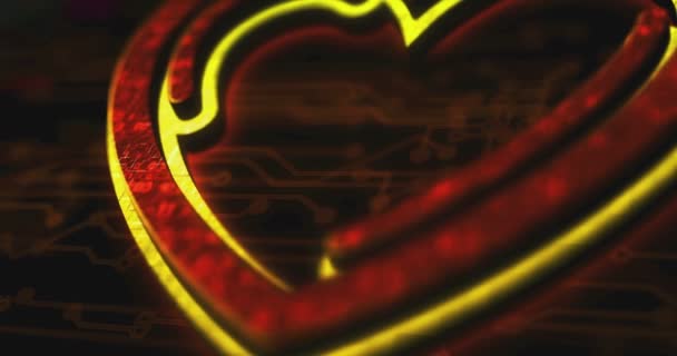 Heart Love Health Tech Code Siber Flört Renkli Sembol Konsepti — Stok video