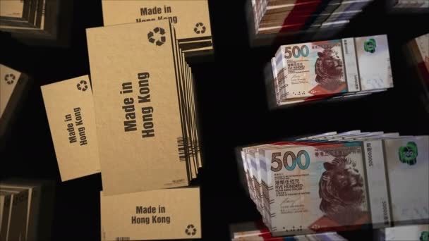 Made Hong Kong Box Line Hong Kong Dollar Bundle Stacks — Αρχείο Βίντεο