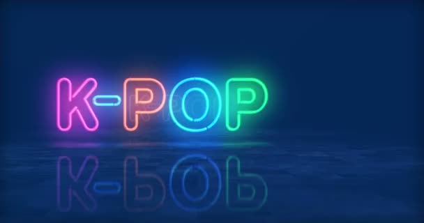 Symbol Neonu Pop Korea Żarówki Kolorowe Rozrywka Popularny Koreański Wydarzenie — Wideo stockowe