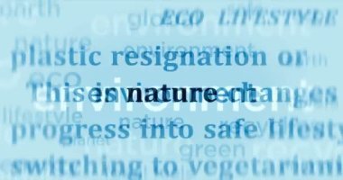 İklim değişikliği ekolojisi yeşil enerji çevre krizi. Haber başlıkları uluslararası medya soyut kavram döngüsü. Kusursuz ve döngülü 3D canlandırma.