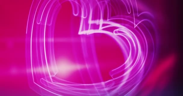 Hart Liefde Gezondheid Tech Code Cyber Dating Symbool Draaien Lichten — Stockvideo