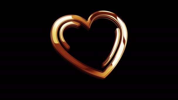 Hart Liefde Gezondheid Tech Code Cyber Dating Gouden Metalen Glans — Stockvideo