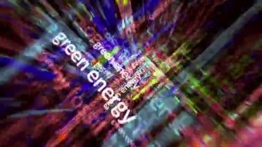 İklim değişikliği ekolojisi yeşil enerji çevre krizi. Haber başlıkları uluslararası medya soyut kavram döngüsü. Kusursuz ve döngülü 3D canlandırma.