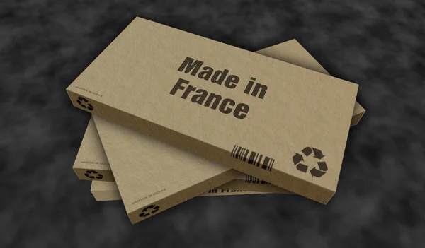 产自法国箱体生产线 制造和交付 产品工厂 进出口 抽象概念3D渲染说明 — 图库照片