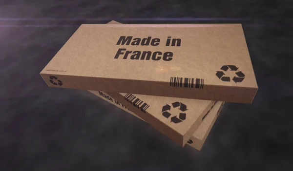 Vyrobeno Francii Box Výrobní Linky Výroba Dodávky Výrobna Produktů Import — Stock fotografie