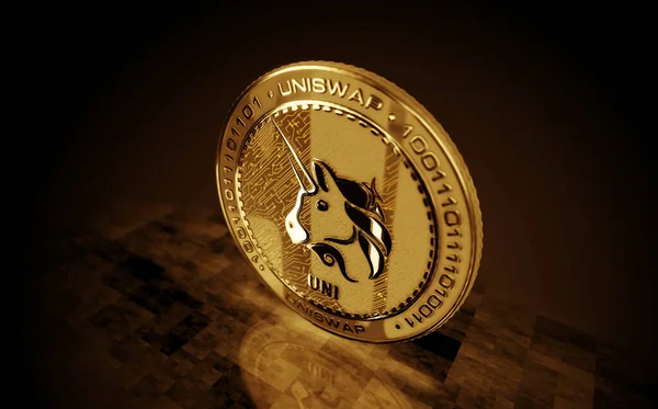 Uniswap Uni Cryptocurrency Gold Coin 배경에 — 스톡 사진