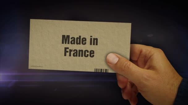 Franciaországban Készült Dobozban Termelés Gyártás Szállítás Termékgyár Import Export Absztrakt — Stock videók