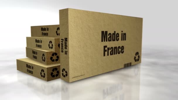 Feito Linha Produção Caixa França Fabricação Entrega Fábrica Produtos Importação — Vídeo de Stock