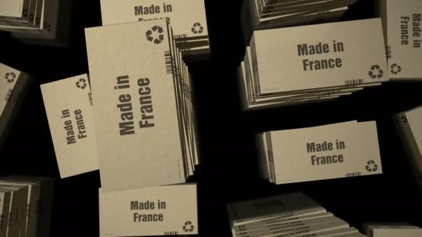 Feito Linha Produção Caixa França Fabricação Entrega Fábrica Produtos Importação — Vídeo de Stock