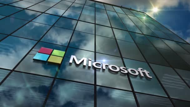 Redmond Usa April 2023 Εταιρεία Της Microsoft Έδρα Γυάλινο Κτίριο — Αρχείο Βίντεο