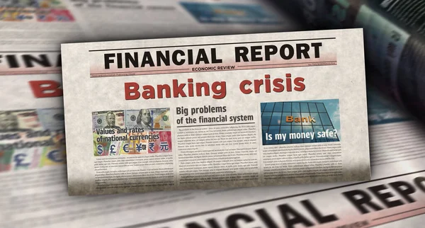 Banque Crise Économie Finance Récession Mondiale Vintage Nouvelles Impression Journaux — Photo