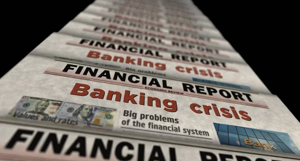 Bankacılık Krizi Ekonomisi Finans Küresel Durgunluk Vintage Haber Gazete Baskısı — Stok fotoğraf
