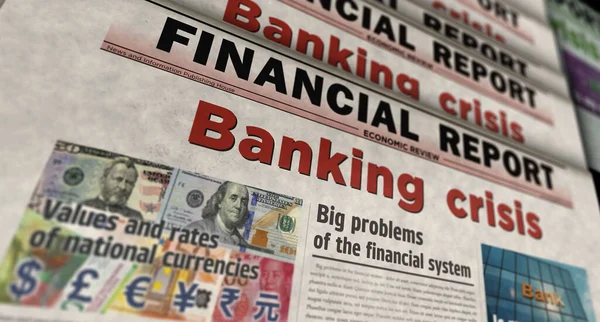 Bankválság Finanszírozás Globális Recesszió Vintage Hírek Újságnyomtatás Absztrakt Koncepció Retro — Stock Fotó