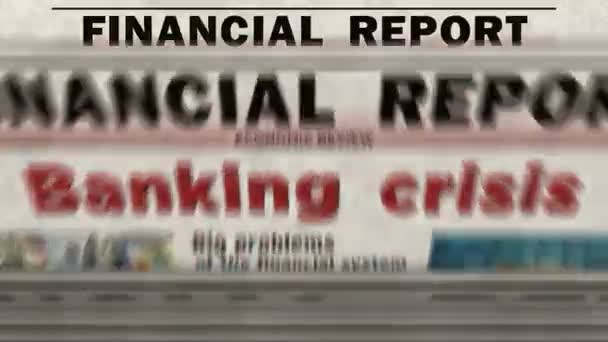 Economia Crise Bancária Finanças Recessão Global Jornal Diário Impressão Abstrato — Vídeo de Stock